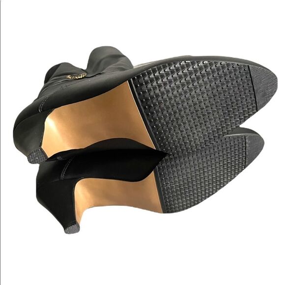 Leather Mid-Calf Sherpa Lined Heeled Boots Buckle Winter Black 10 - Picture 12 of 14